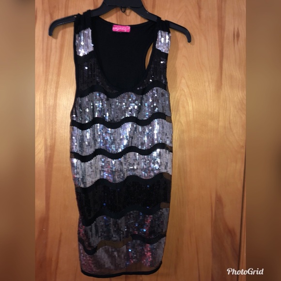 Tops - Black and Silver Sequined Tank Top NWOT